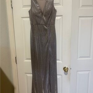 Night Way Collections Sparkling Silver Maxi Dress